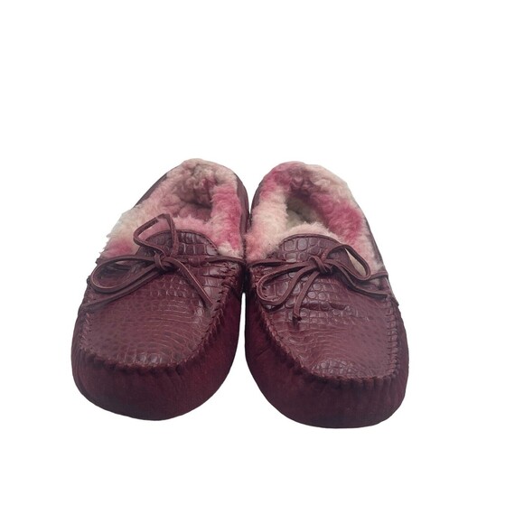 UGG Dakota Croco WMN SUEDE LEATHER WOOL Burgundy SLIPPERS Moccasins SZ 9 - Picture 6 of 16
